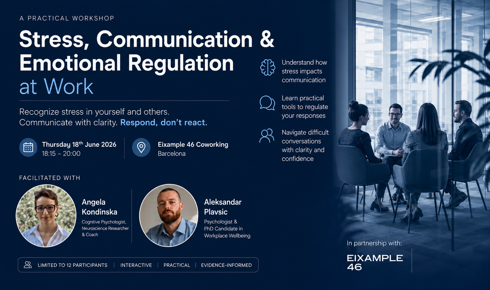 Stress, Communication and Emotional Regulation at Work workshop poster